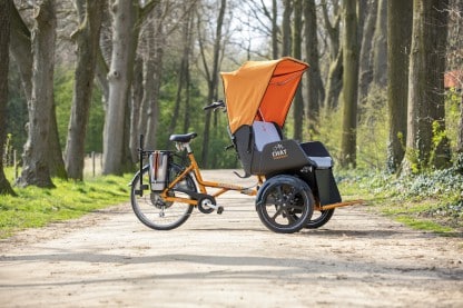 Van Raam chat - vélo transport pousse-pousse - capote de protection soleil et intempéries
